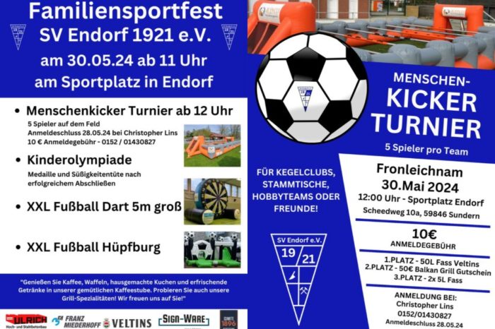 Einladung zum Familiensportfest des SV Endorf 1921 e.V.